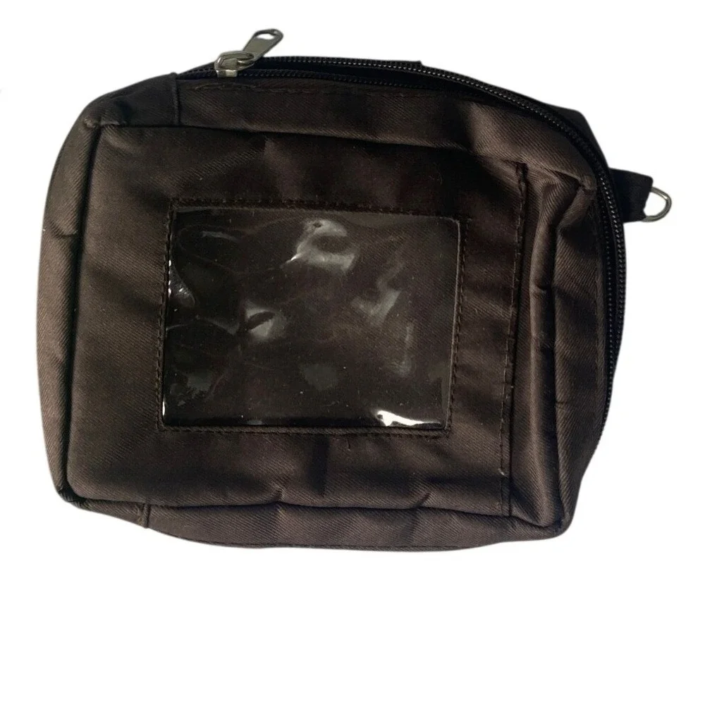 Brown‎ Nylon Utility Pouch ID Window Belt Loop Travel Organizer Wallet Case